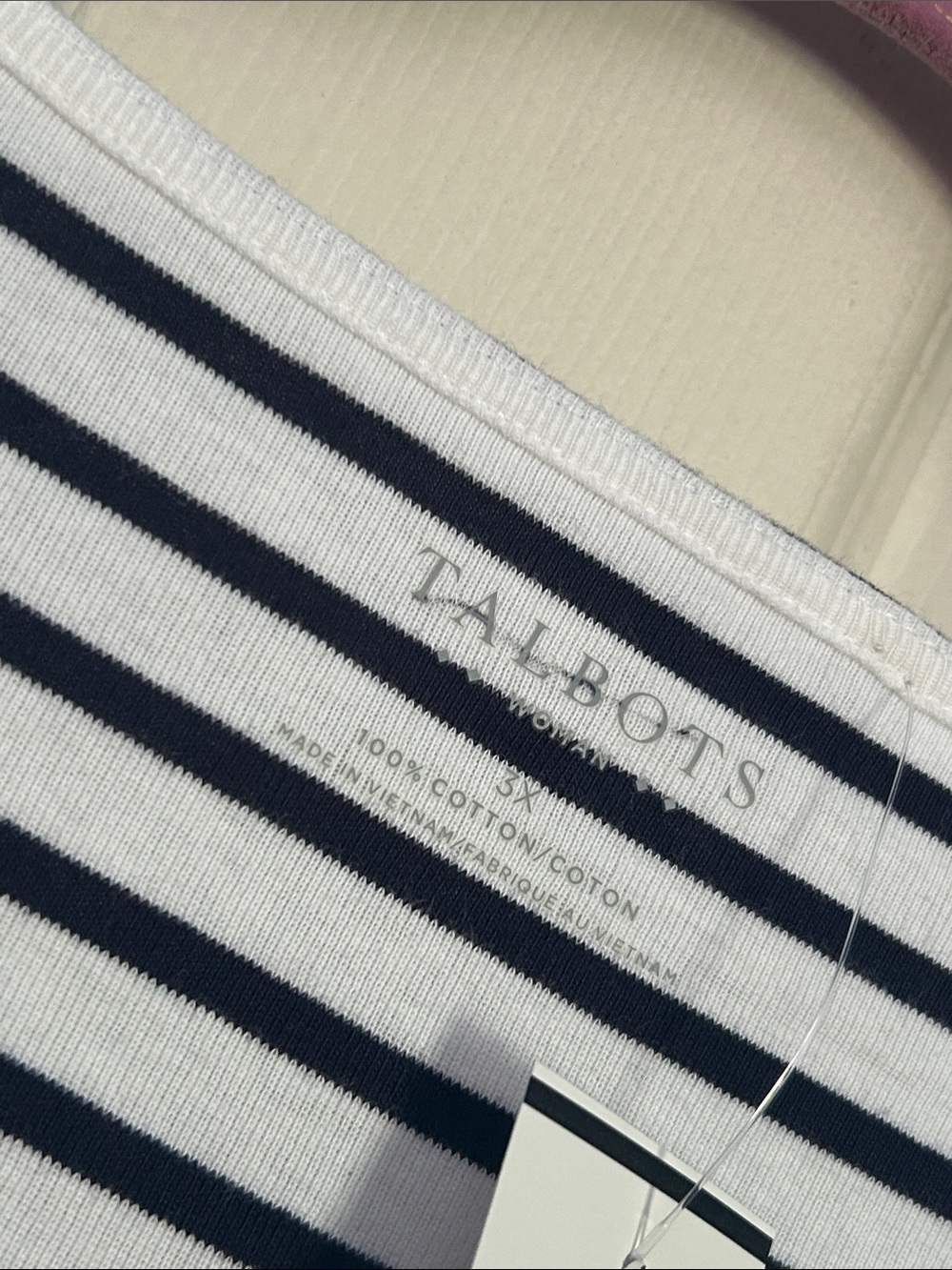 NWT Talbot’s woman black/white stripe v neck short sleeve tshirt size 3X - Picture 4 of 4